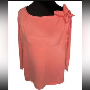 Fiorlini intl‎ ladies salmon pink pullover sweater size XL shoulder butterfly